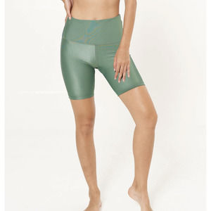 Lola Getts Hi-rise Biker Short- Succulent Rib Pattern Size XL Green
